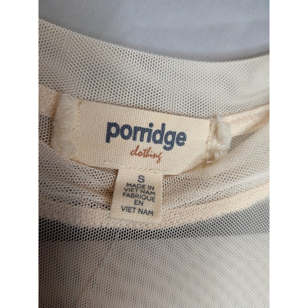 Anthropologie Sheer Mesh Short Sleeve Crewneck Tee Y2K Shirt Size Small Porridge - Picture 3 of 7